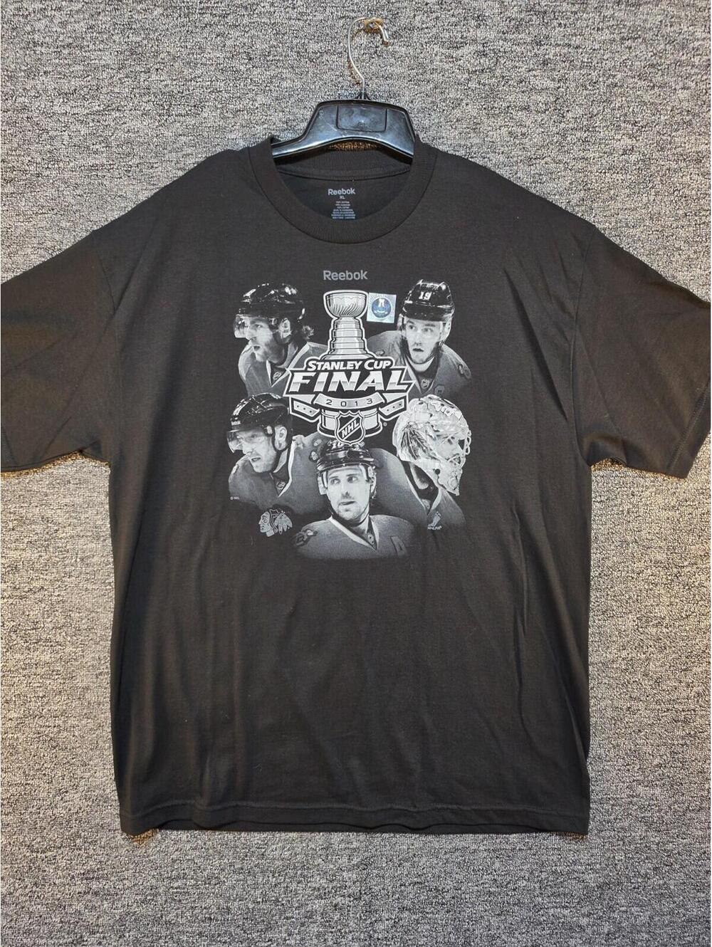 Reebok 2013 Chicago Blackhawks Stanley Cup Final NHL Hockey T-Shirt Black XL